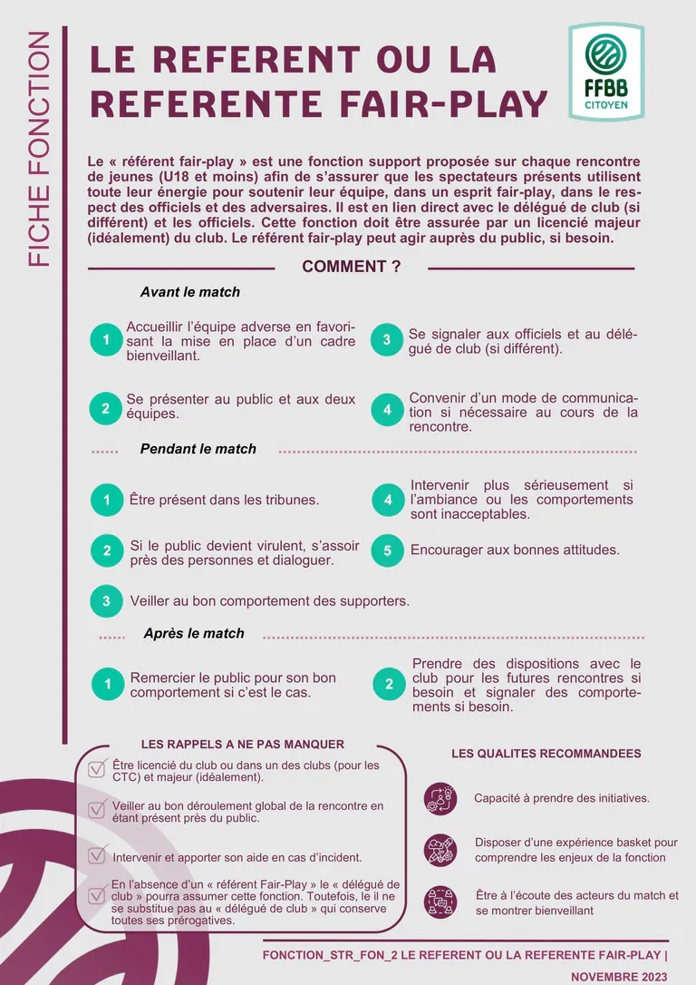 FONCTION REFERENT FAIR-PLAY (DELEGUE DE CLUB)